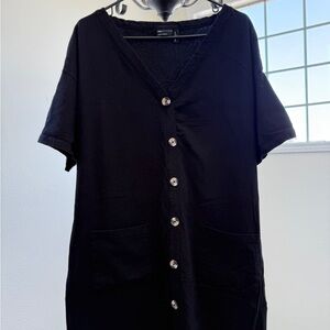 Black Short Sleeve Dress with pockets